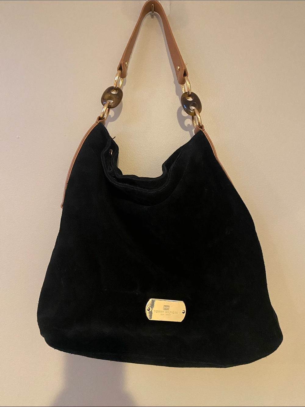 Tommy Hilfiger black Suede Slouchy  Shoulder Bag